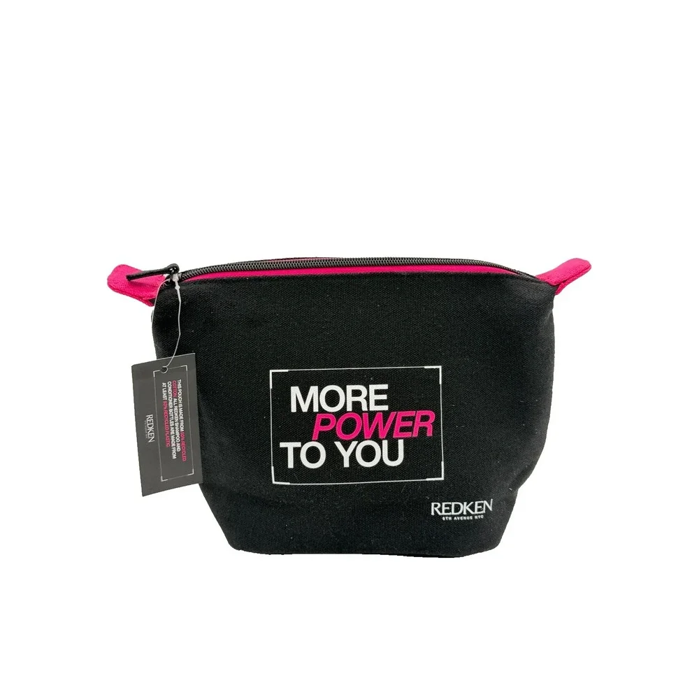 Redken More Power To You‎ Black Canvas Cosmetic Makeup Bag Travel Pouch NWT